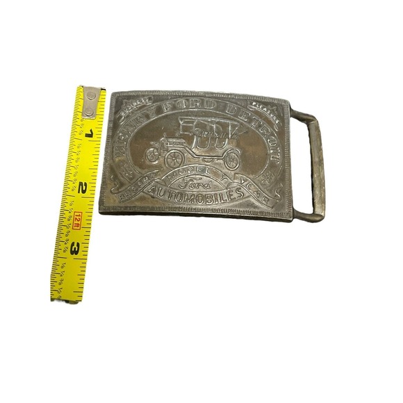Vintage Henry Ford  Brass Belt Buckle Model T Automobile Detroit Record Year - Picture 8 of 8